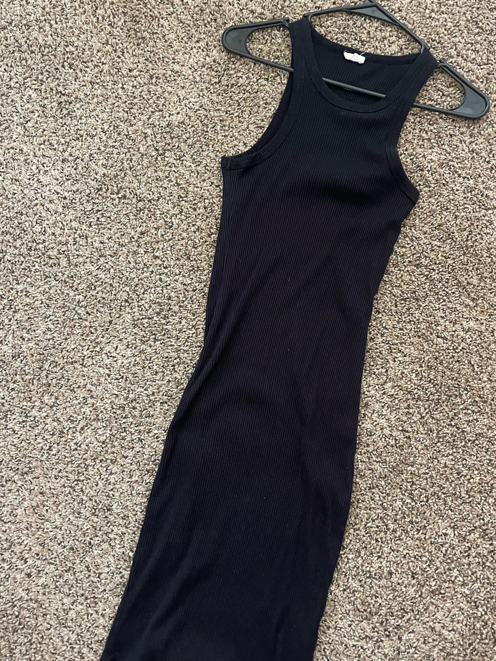 Black Ribbed Tank Midi Dress